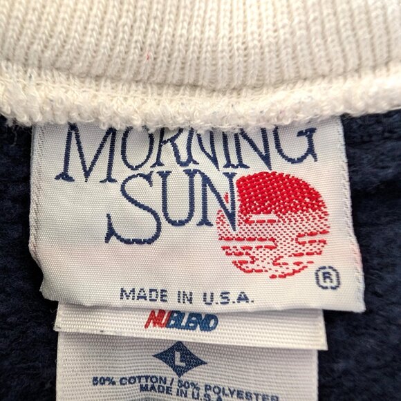 Vintage Morning Sun Unisex Size L Kitty Dog Cherry Blossoms Mock Sweatshirt Top - Picture 8 of 11